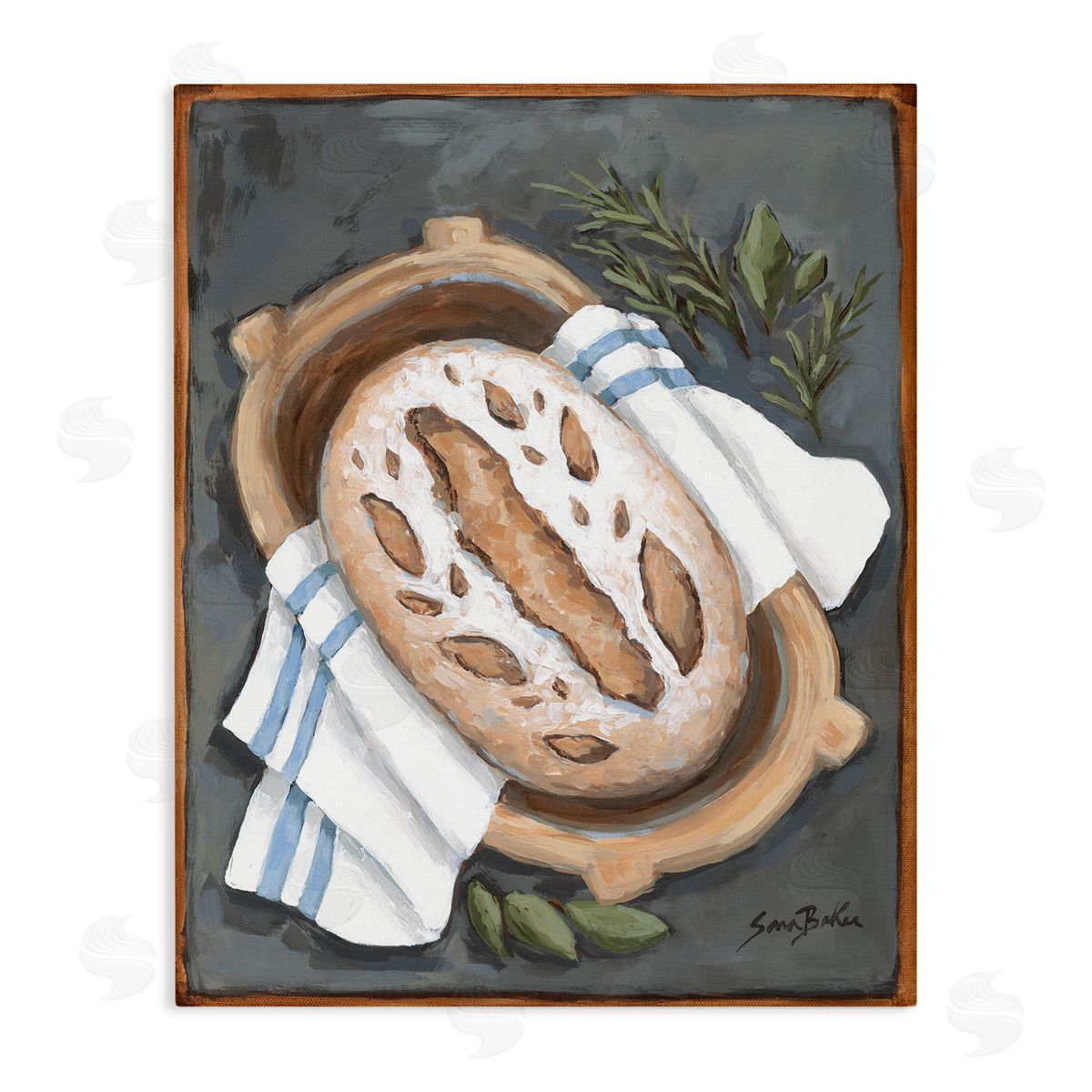 Bread Baking Basket Canvas Wall Art, Home Decor by Sara Baker