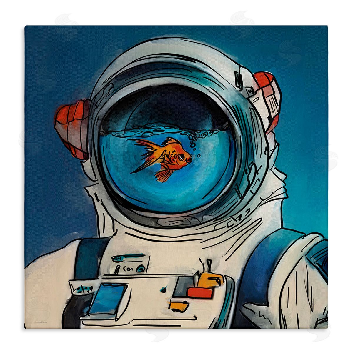 Goldfish Astronaut Suit Canvas Wall Art, Home Decor by Kamdon Kreations