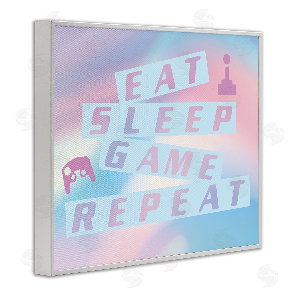 Pastel Eat Sleep Game White Frame Print Wall Art, Home Decor by Yass Naffas Designs