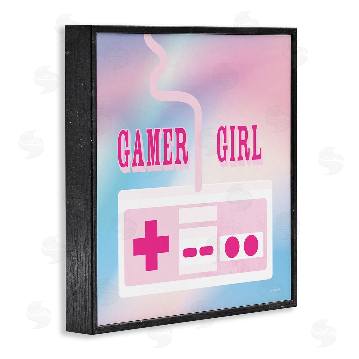 Pastel Gamer Girl Controller Black Frame Print Wall Art, Home Decor by Yass Naffas Designs