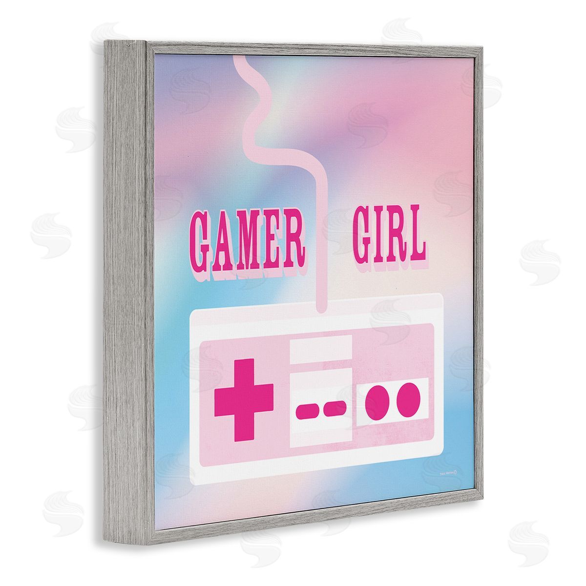 Pastel Gamer Girl Controller Grey Frame Print Wall Art, Home Decor by Yass Naffas Designs