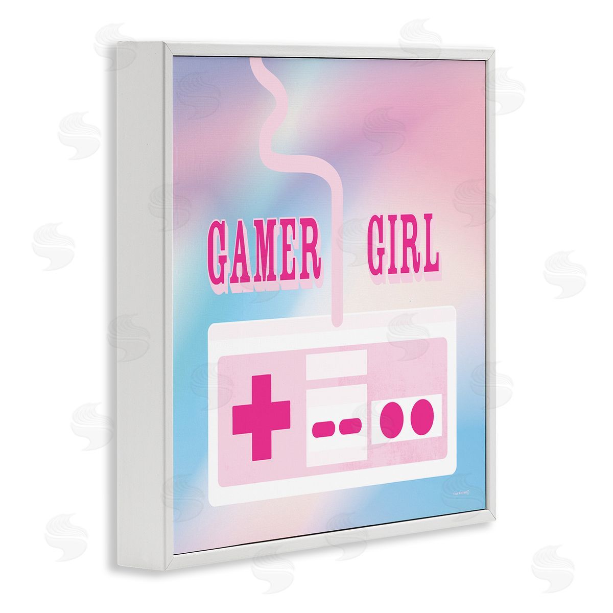 Pastel Gamer Girl Controller White Frame Print Wall Art, Home Decor by Yass Naffas Designs