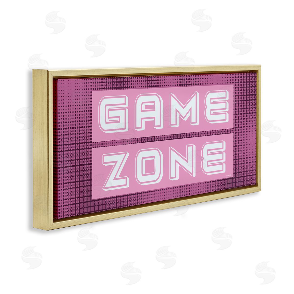 Retro Purple Game Zone Gold Floating Frame Canvas Wall Art, Home Decor by Yass Naffas Designs