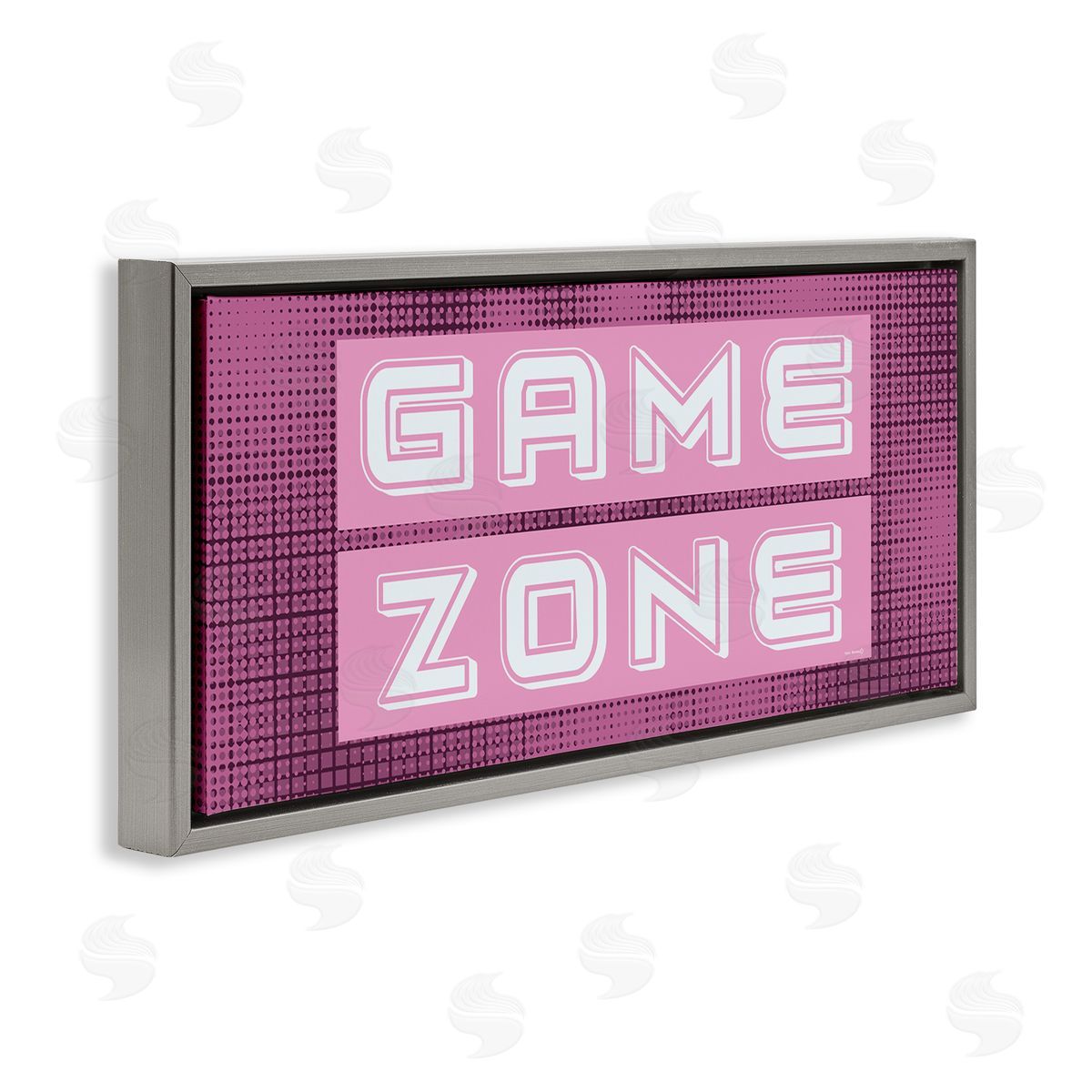 Retro Purple Game Zone Grey Floating Frame Canvas Wall Art, Home Decor by Yass Naffas Designs