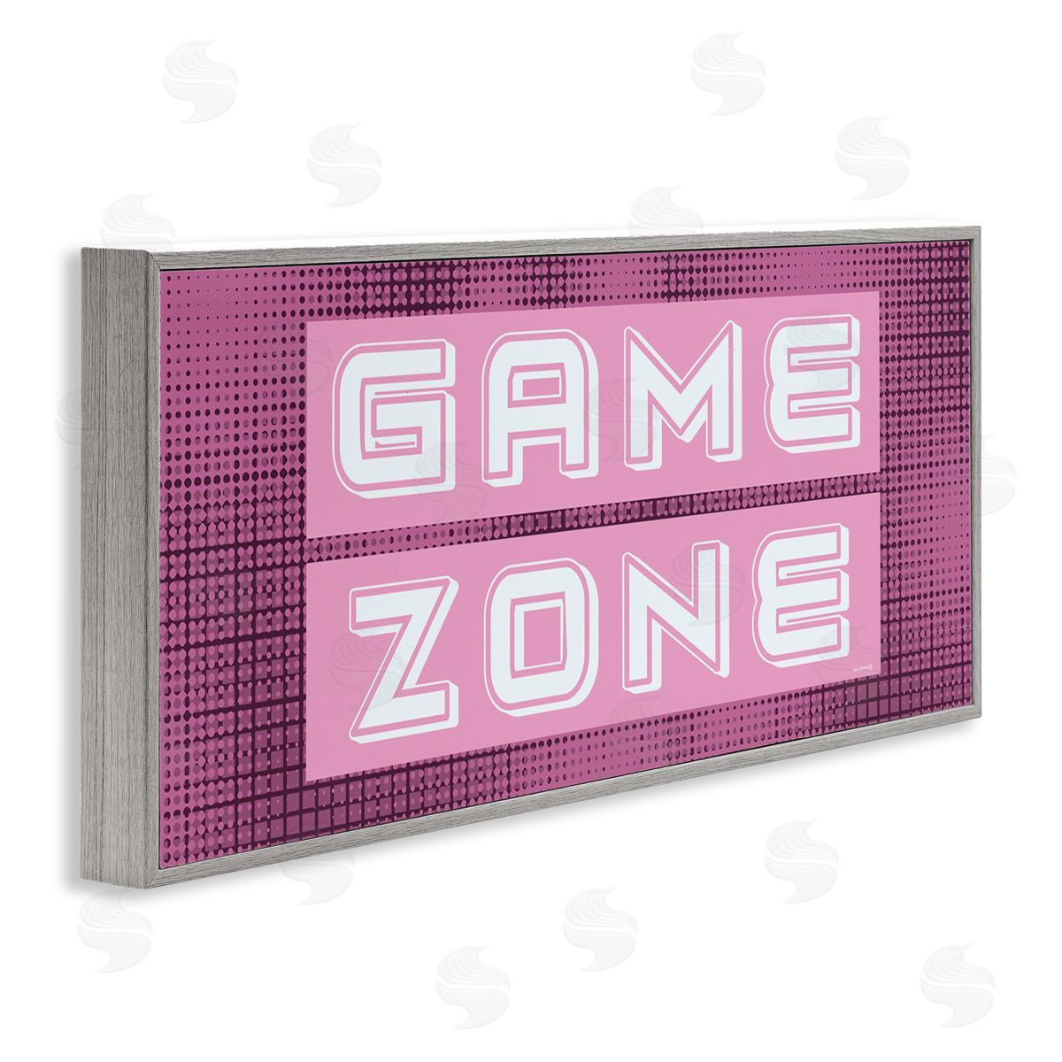 Retro Purple Game Zone Grey Frame Print Wall Art, Home Decor by Yass Naffas Designs