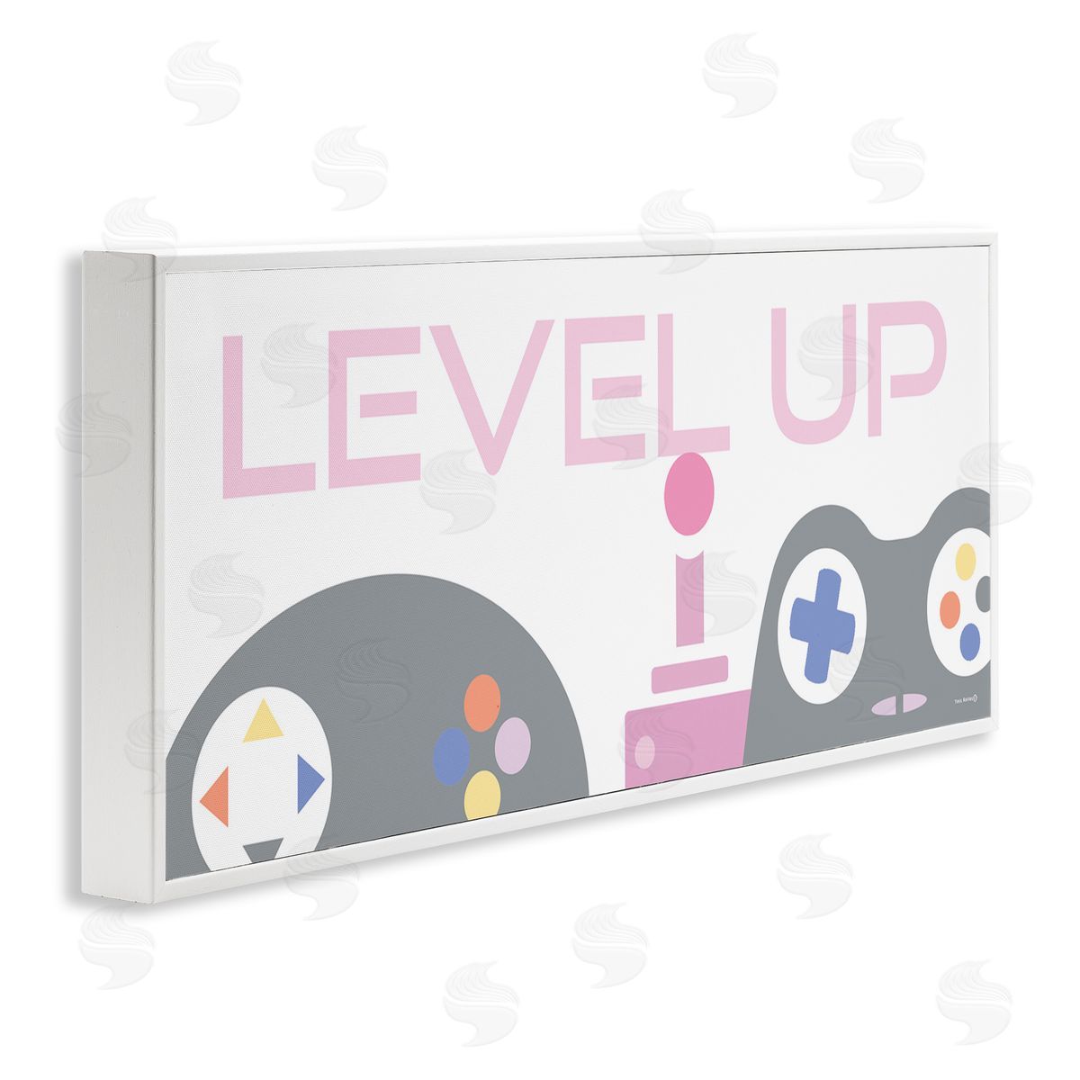 Level Up Retro Joysticks White Frame Print Wall Art, Home Decor by Yass Naffas Designs