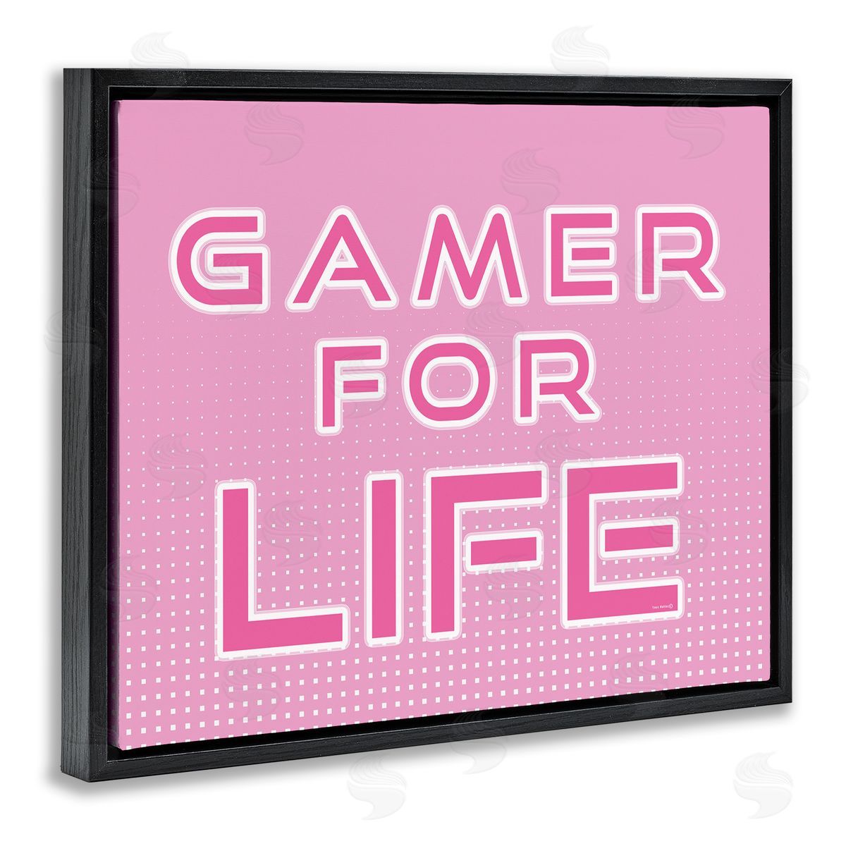Pink Gamer For Life Black Floating Frame Canvas Wall Art, Home Decor by Yass Naffas Designs