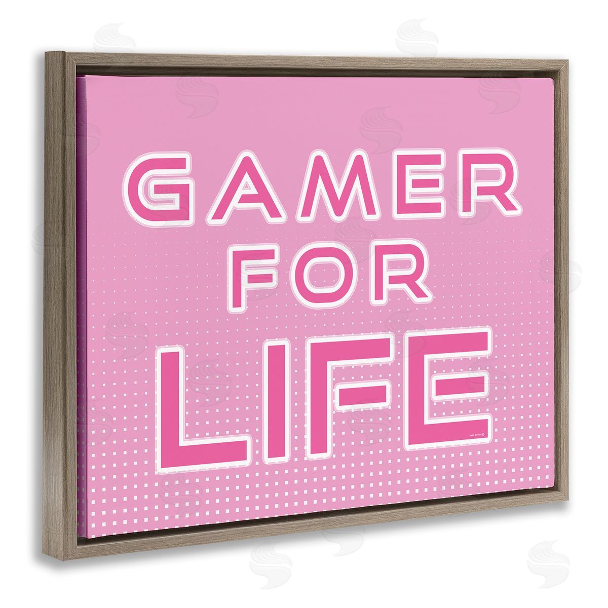 Pink Gamer For Life Brown Floating Frame Canvas Wall Art, Home Decor by Yass Naffas Designs