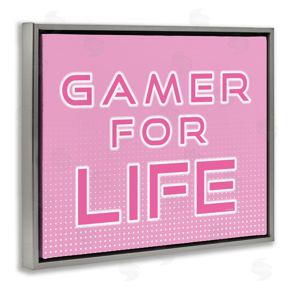 Pink Gamer For Life Grey Floating Frame Canvas Wall Art, Home Decor by Yass Naffas Designs