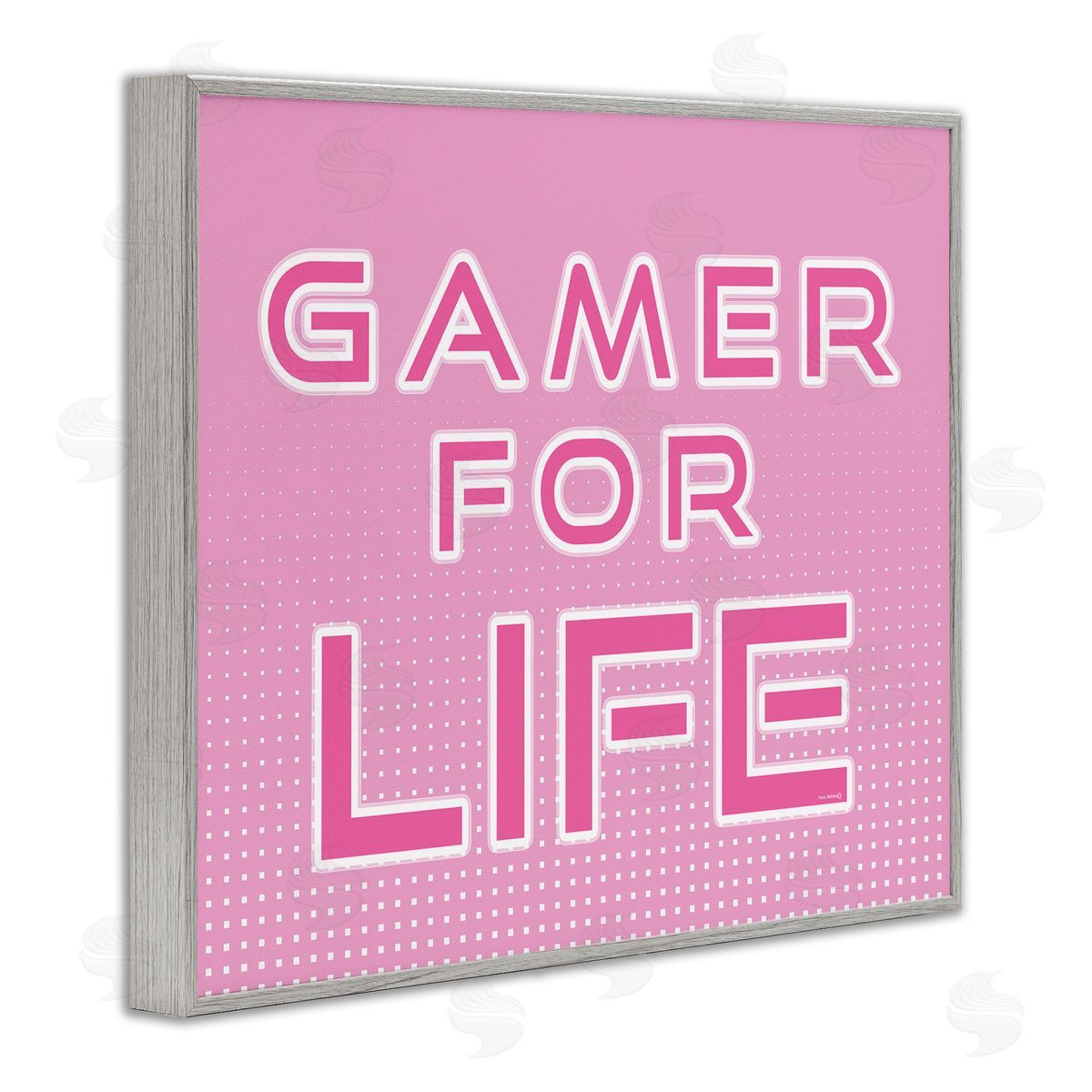 Pink Gamer For Life Grey Frame Print Wall Art, Home Decor by Yass Naffas Designs