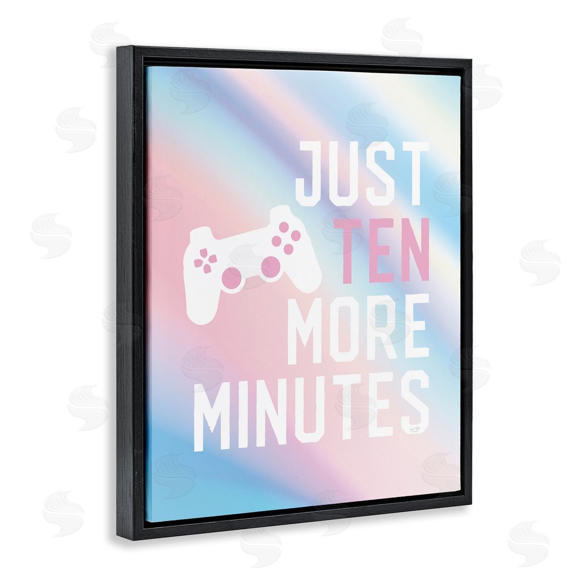 Pastel Ten More Minutes Gamer Black Floating Frame Canvas Wall Art, Home Decor by Lux + Me Designs