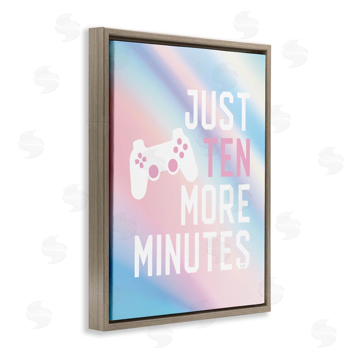 Pastel Ten More Minutes Gamer Brown Floating Frame Canvas Wall Art, Home Decor by Lux + Me Designs