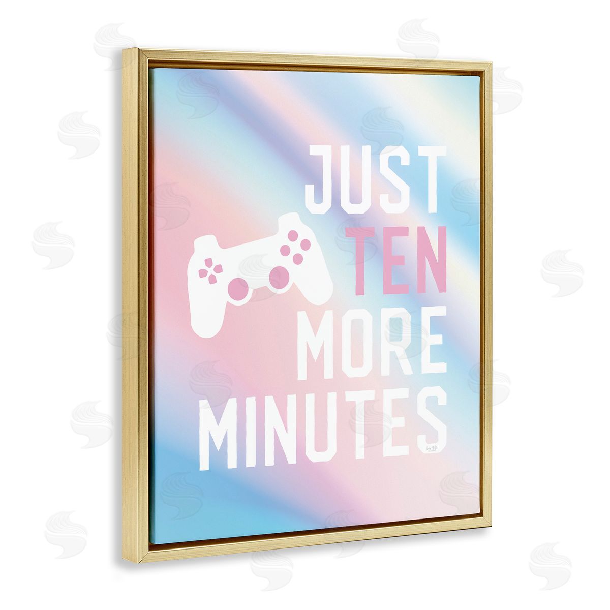 Pastel Ten More Minutes Gamer Gold Floating Frame Canvas Wall Art, Home Decor by Lux + Me Designs