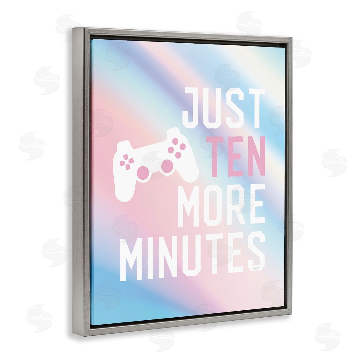 Pastel Ten More Minutes Gamer Grey Floating Frame Canvas Wall Art, Home Decor by Lux + Me Designs