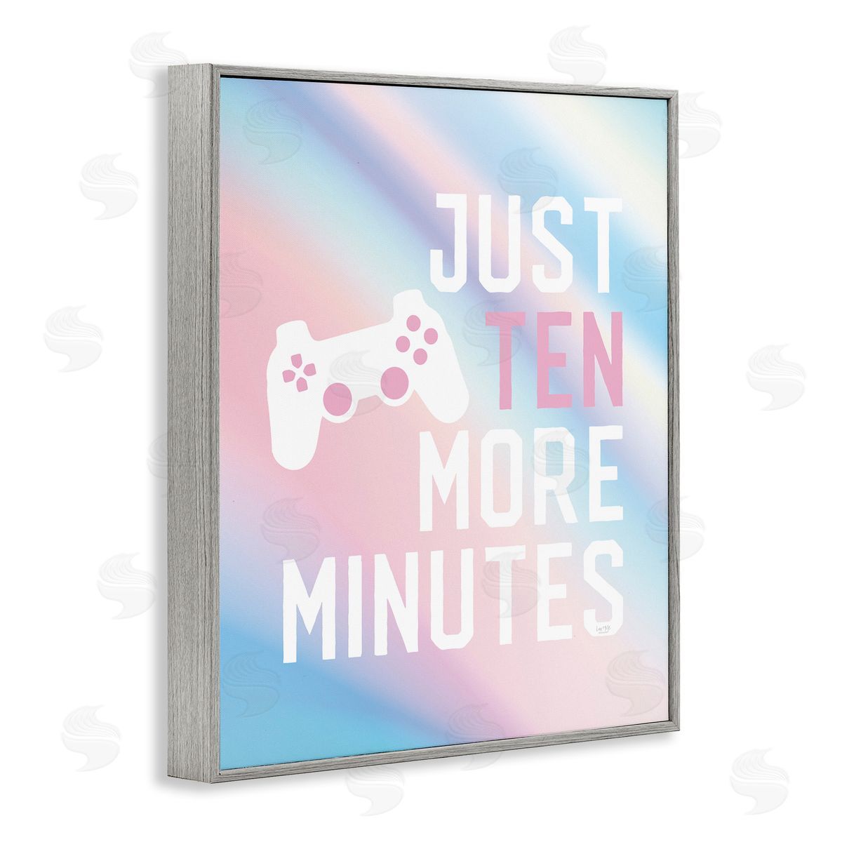 Pastel Ten More Minutes Gamer Grey Frame Print Wall Art, Home Decor by Lux + Me Designs