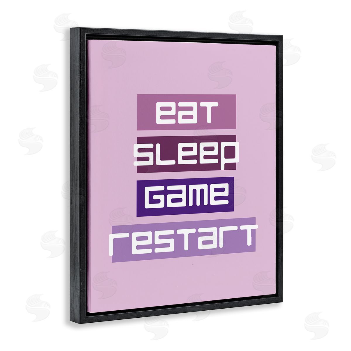 Eat Sleep Game Restart Black Floating Frame Canvas Wall Art, Home Decor by Yass Naffas Designs
