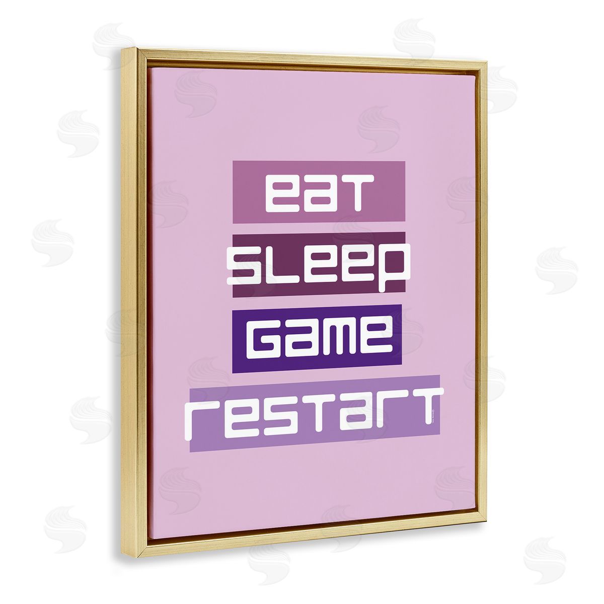 Eat Sleep Game Restart Gold Floating Frame Canvas Wall Art, Home Decor by Yass Naffas Designs