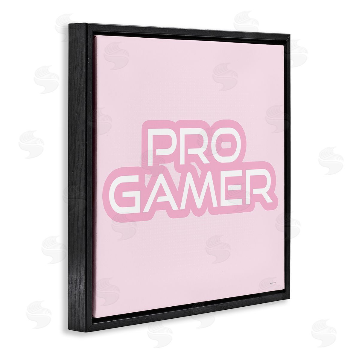 Pastel Pink Pro Gamer Black Floating Frame Canvas Wall Art, Home Decor by Yass Naffas Designs