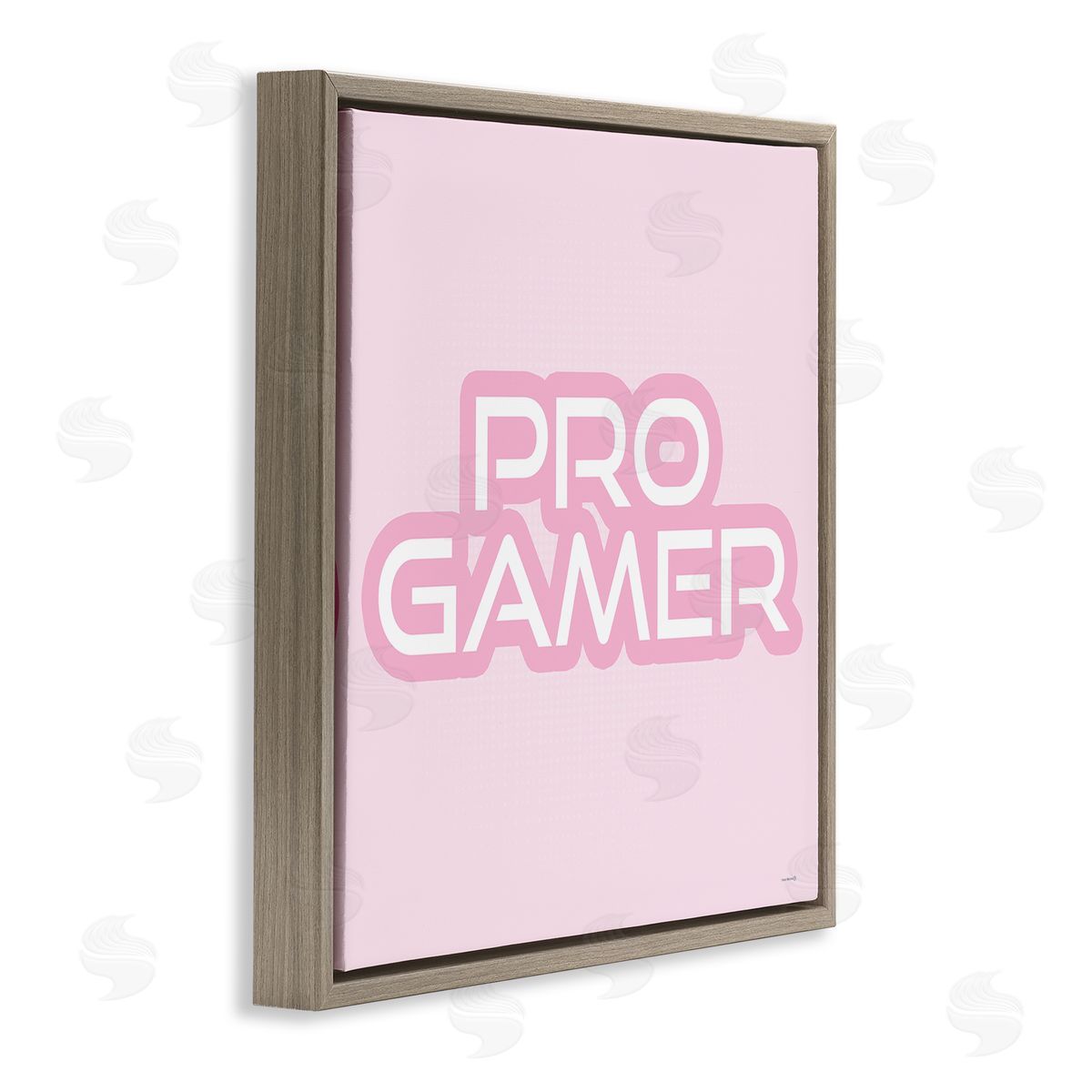 Pastel Pink Pro Gamer Brown Floating Frame Canvas Wall Art, Home Decor by Yass Naffas Designs