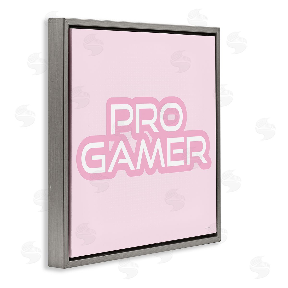 Pastel Pink Pro Gamer Grey Floating Frame Canvas Wall Art, Home Decor by Yass Naffas Designs