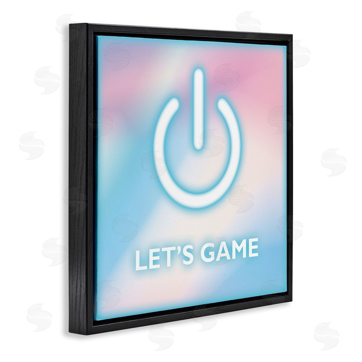 Pastel Let's Game Power Symbol Black Floating Frame Canvas Wall Art, Home Decor by Yass Naffas Designs