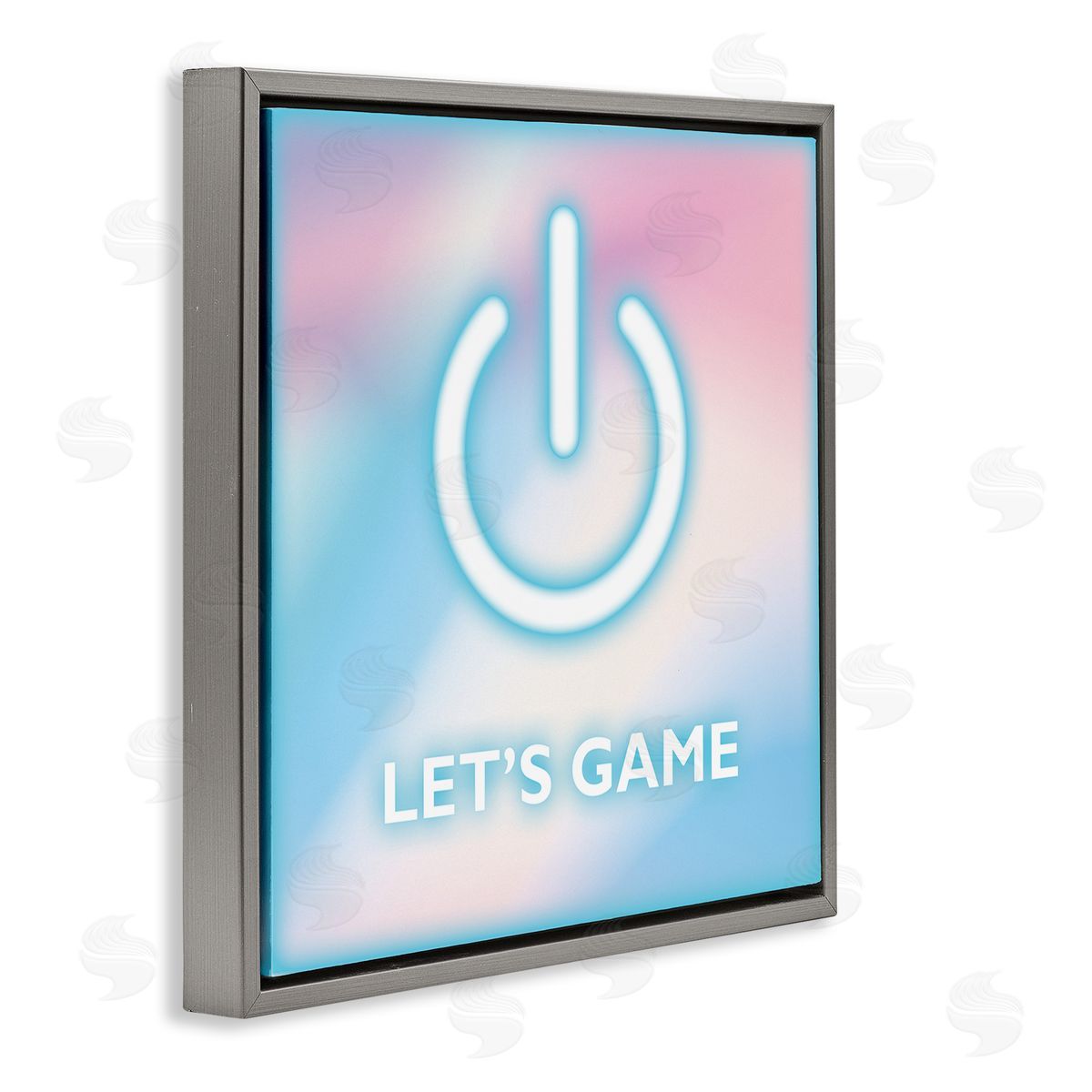 Pastel Let's Game Power Symbol Grey Floating Frame Canvas Wall Art, Home Decor by Yass Naffas Designs