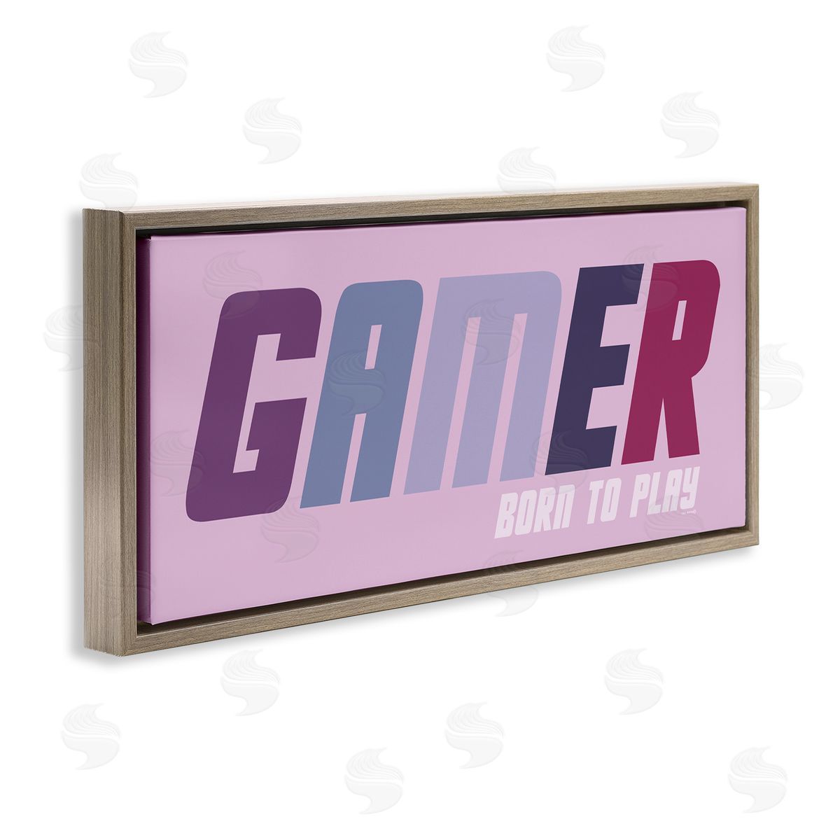 Gamer Born To Play Brown Floating Frame Canvas Wall Art, Home Decor by Yass Naffas Designs