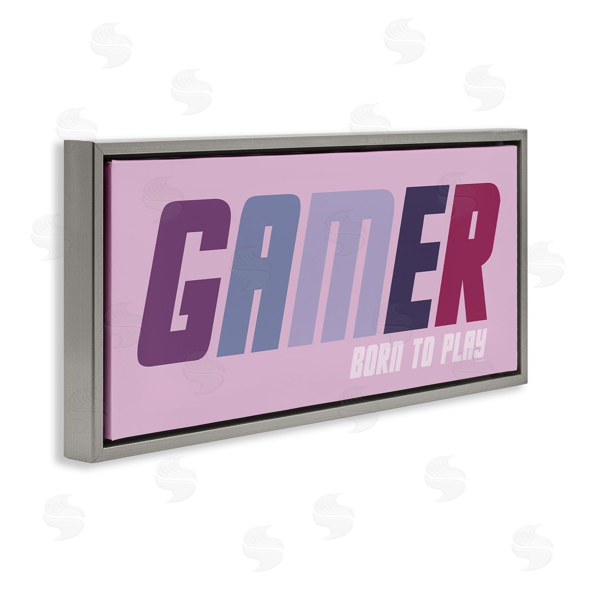 Gamer Born To Play Grey Floating Frame Canvas Wall Art, Home Decor by Yass Naffas Designs