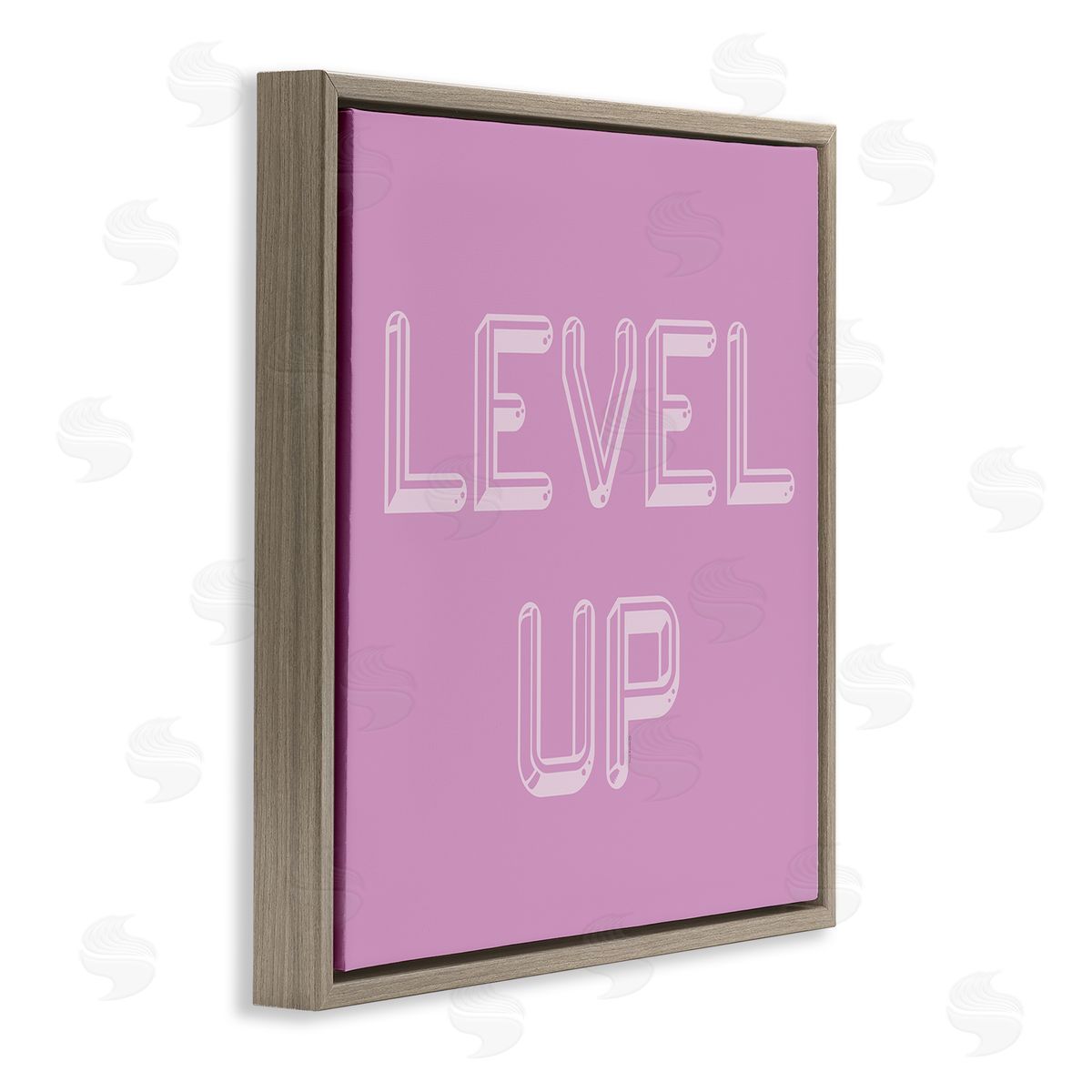 Level Up Purple & White Brown Floating Frame Canvas Wall Art, Home Decor by Yass Naffas Designs