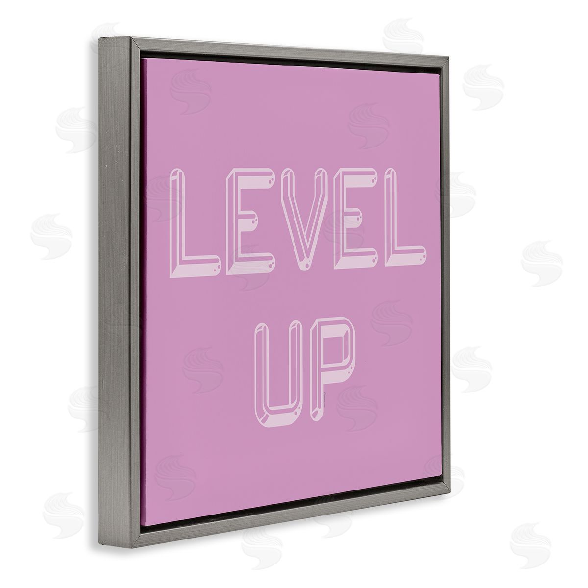 Level Up Purple & White Grey Floating Frame Canvas Wall Art, Home Decor by Yass Naffas Designs