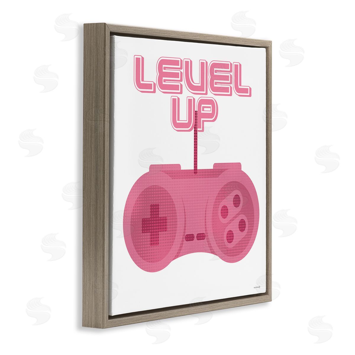 Girl Gamer Pink Level Up Brown Floating Frame Canvas Wall Art, Home Decor by Yass Naffas Designs