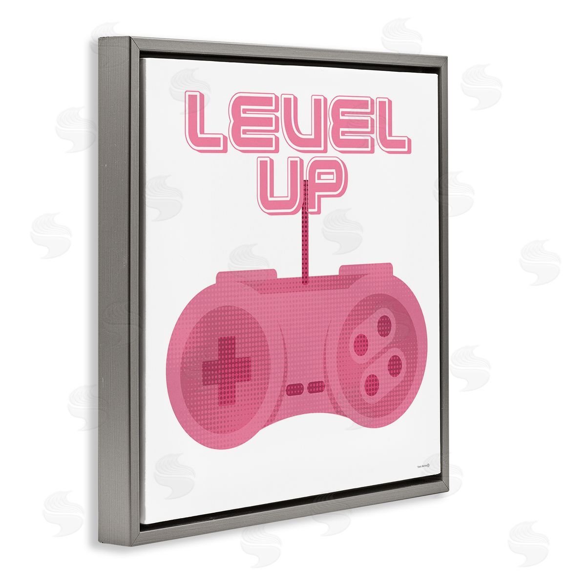 Girl Gamer Pink Level Up Grey Floating Frame Canvas Wall Art, Home Decor by Yass Naffas Designs