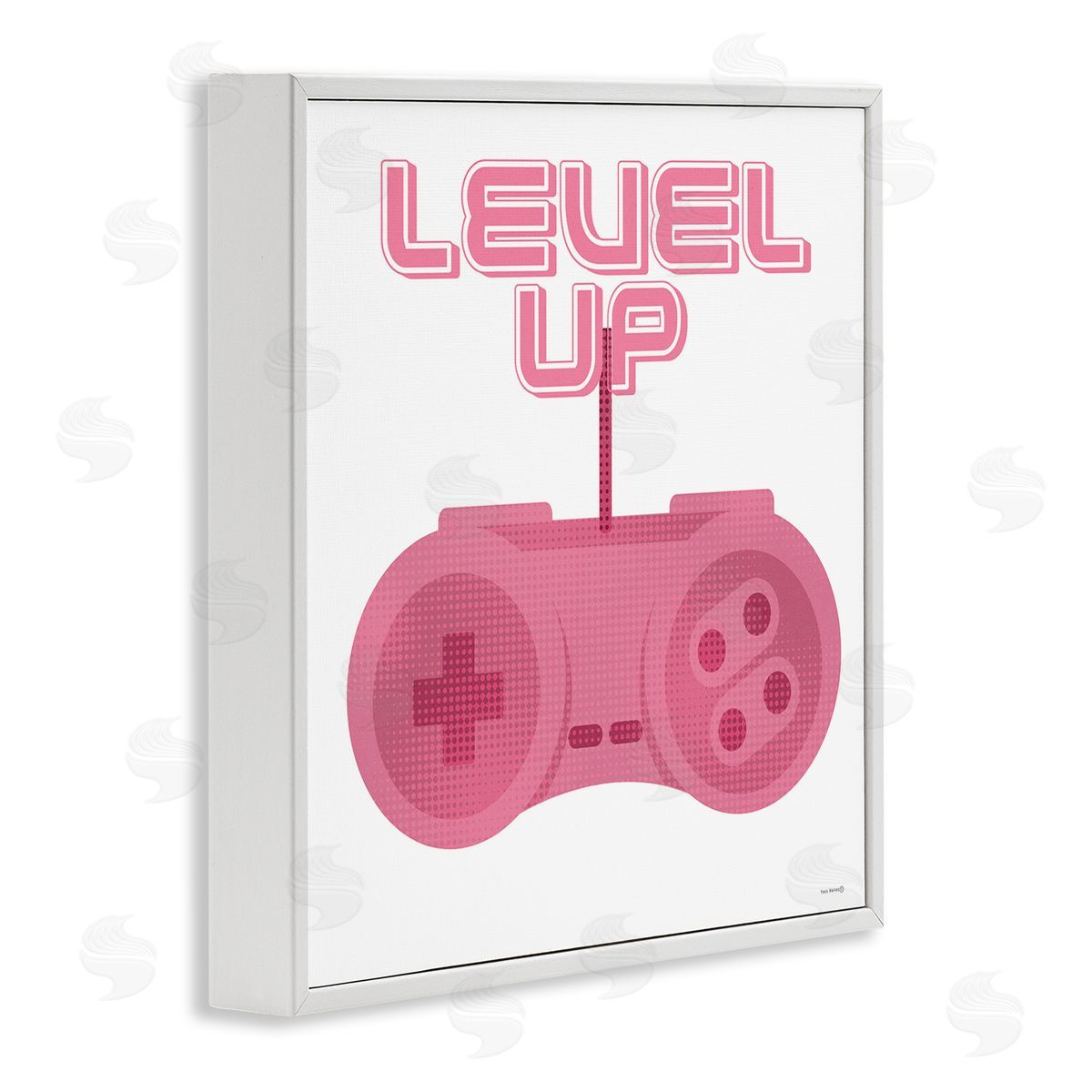 Girl Gamer Pink Level Up White Frame Print Wall Art, Home Decor by Yass Naffas Designs