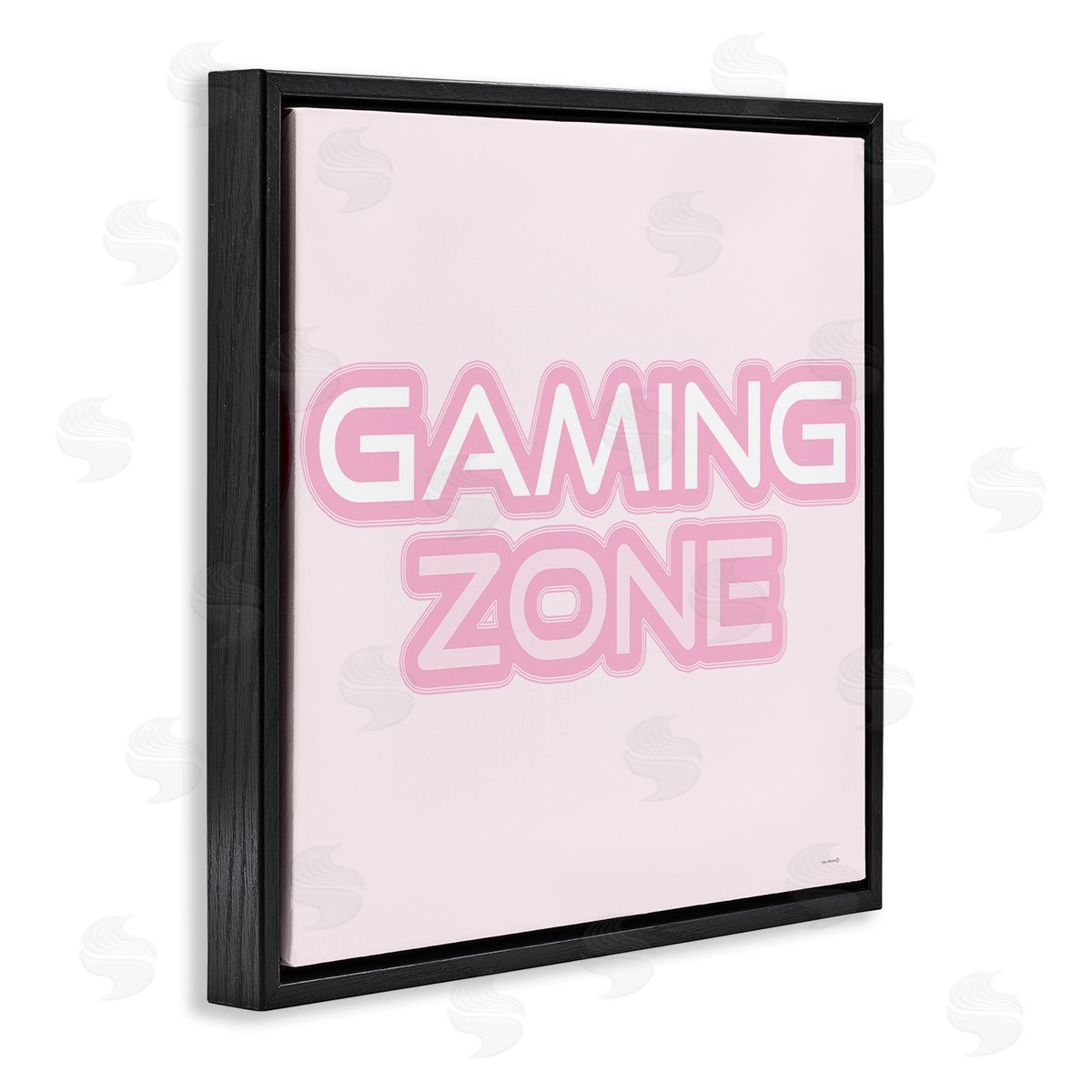 Pastel Pink Gaming Zone Black Floating Frame Canvas Wall Art, Home Decor by Yass Naffas Designs