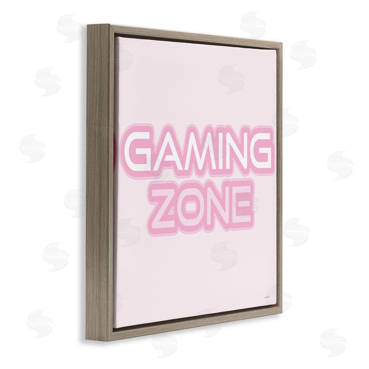 Pastel Pink Gaming Zone Brown Floating Frame Canvas Wall Art, Home Decor by Yass Naffas Designs