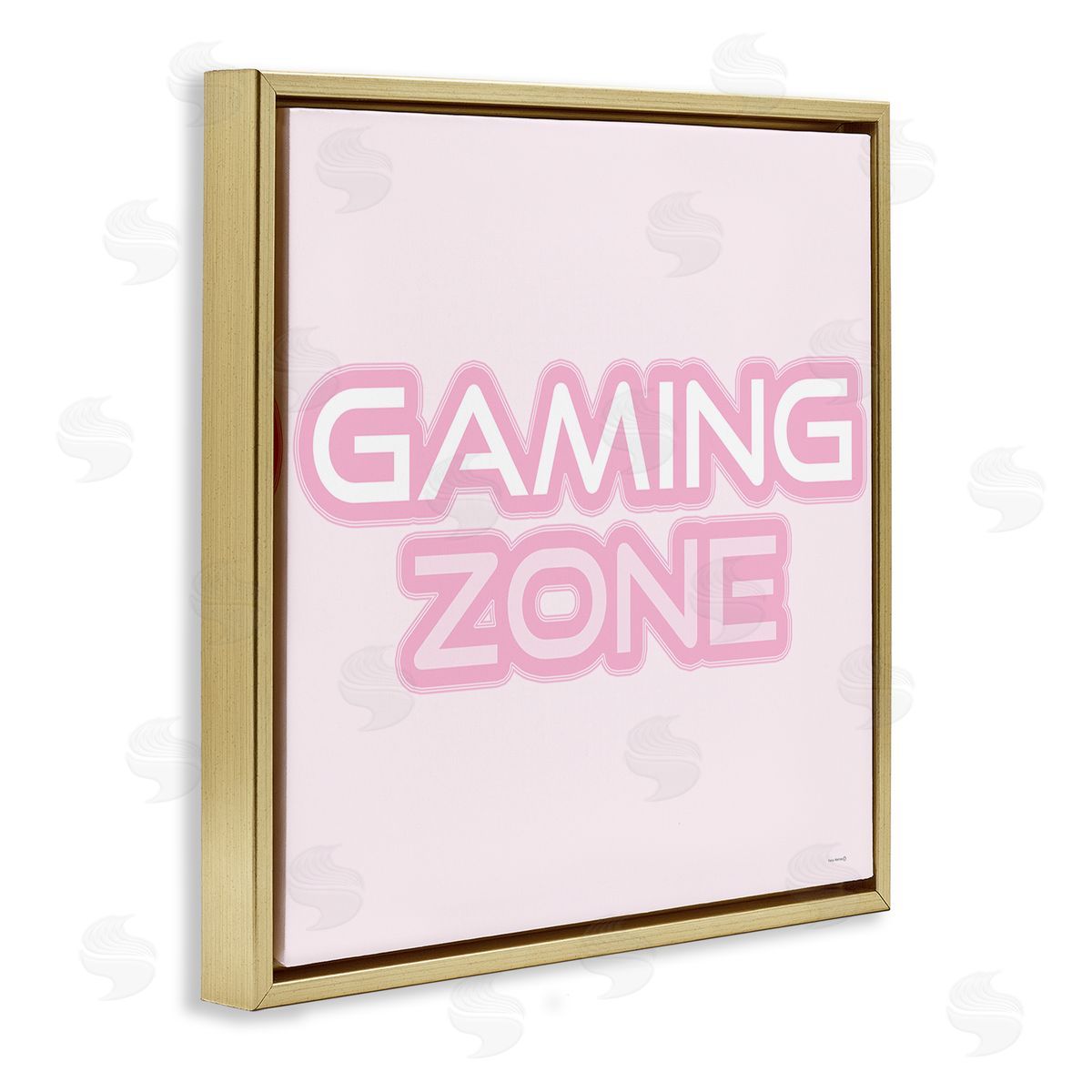 Pastel Pink Gaming Zone Gold Floating Frame Canvas Wall Art, Home Decor by Yass Naffas Designs