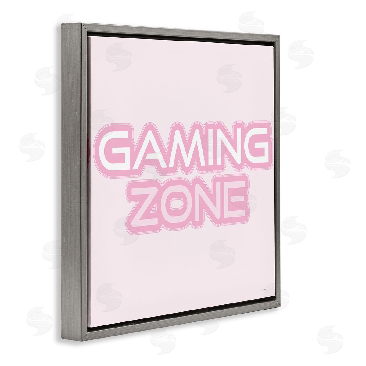 Pastel Pink Gaming Zone Grey Floating Frame Canvas Wall Art, Home Decor by Yass Naffas Designs
