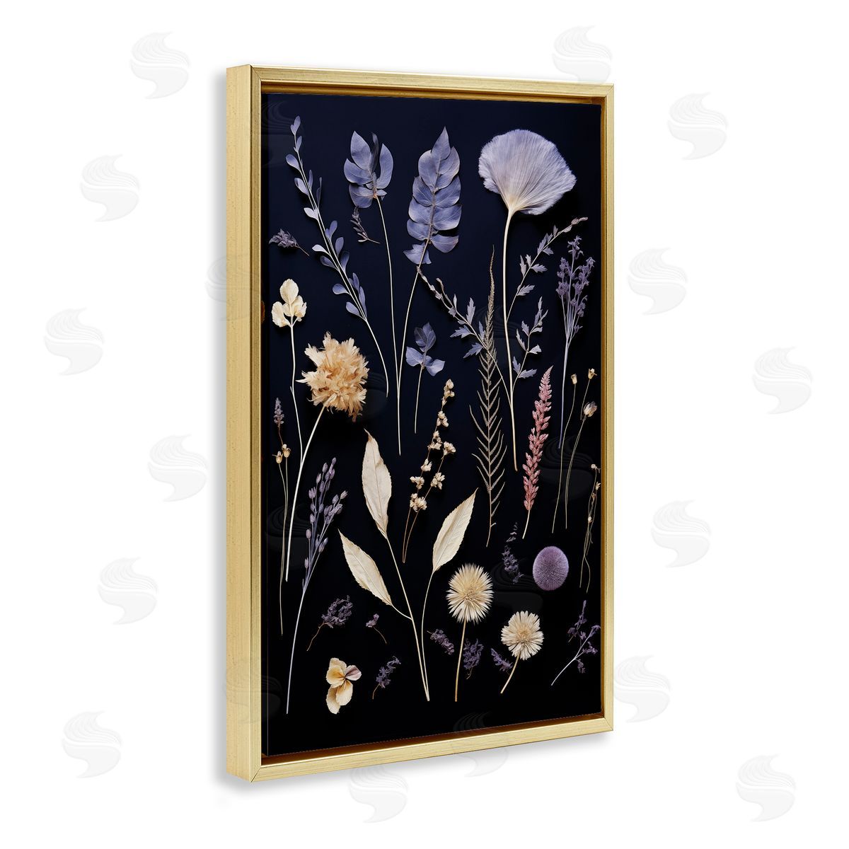 Various Sprigs on Black Gold Floating Frame Canvas Wall Art, Home Decor by Heidi Kuntz