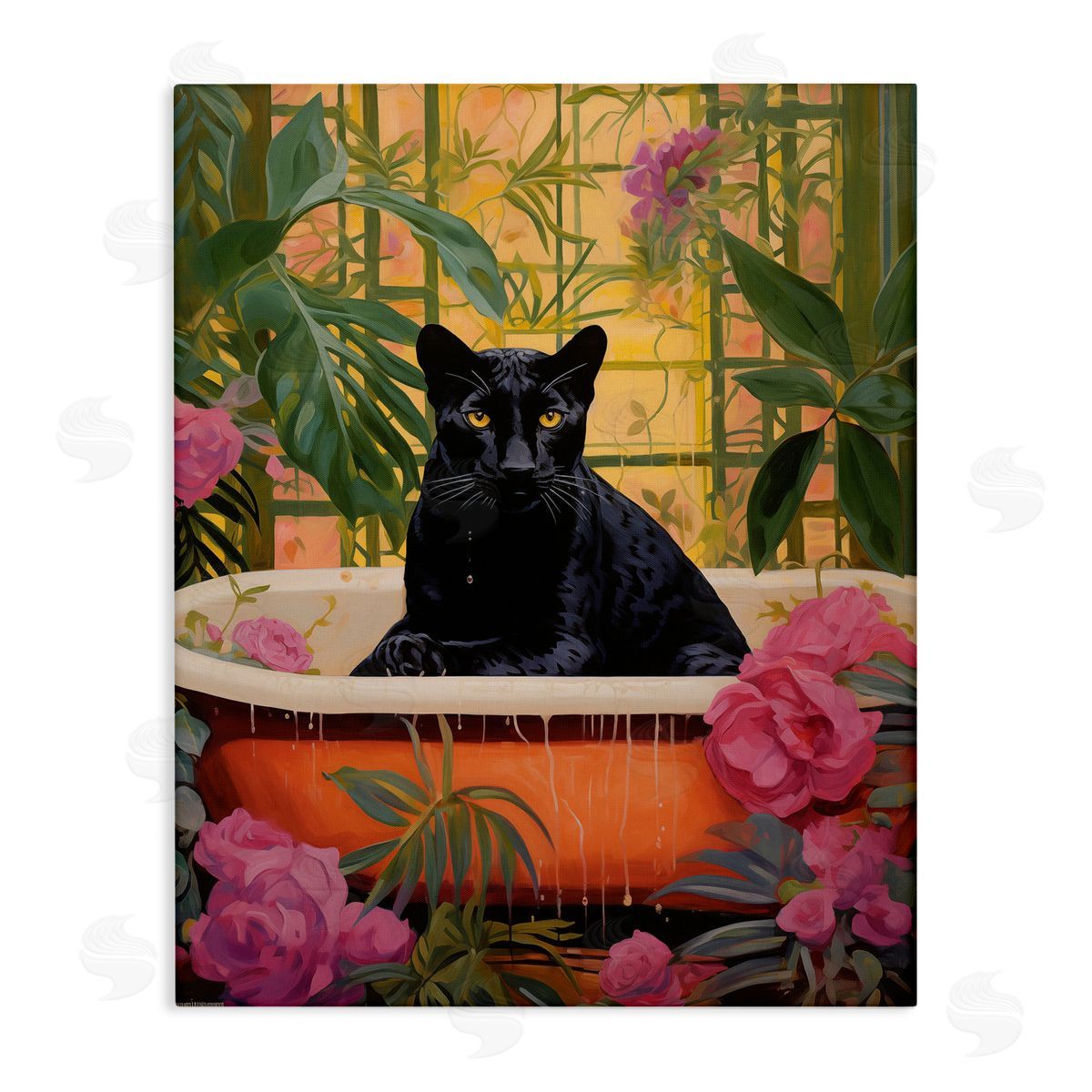 Lush Tropics Panther Bath Canvas Wall Art, Home Decor by Heidi Kuntz