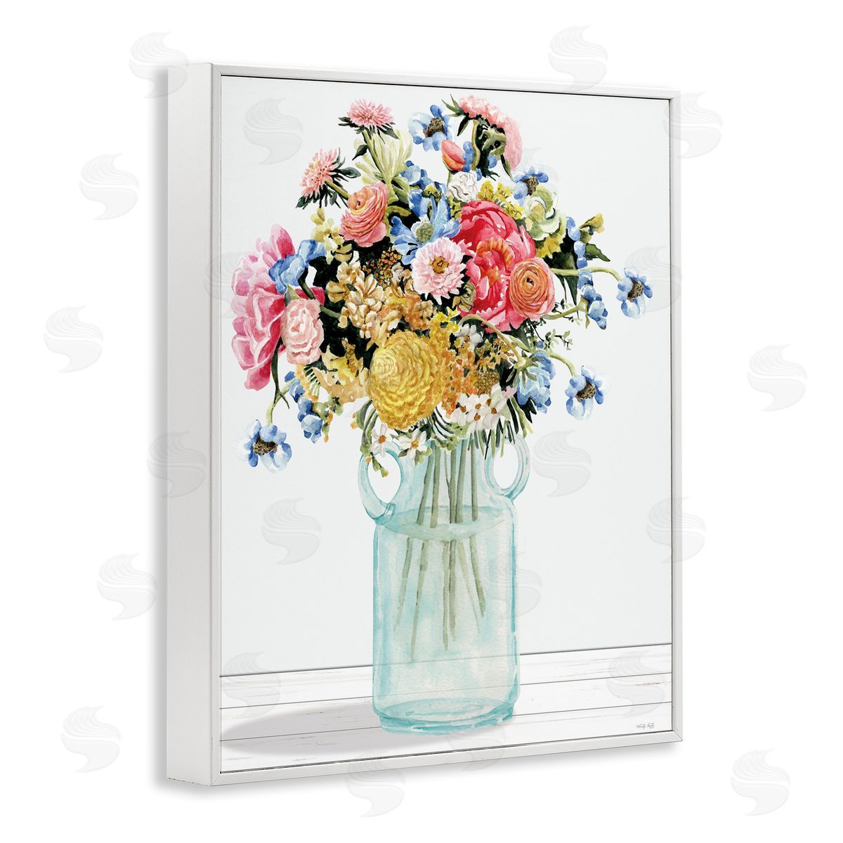 Country Classic Bouquet White Frame Print Wall Art, Home Decor by Cindy Jacobs