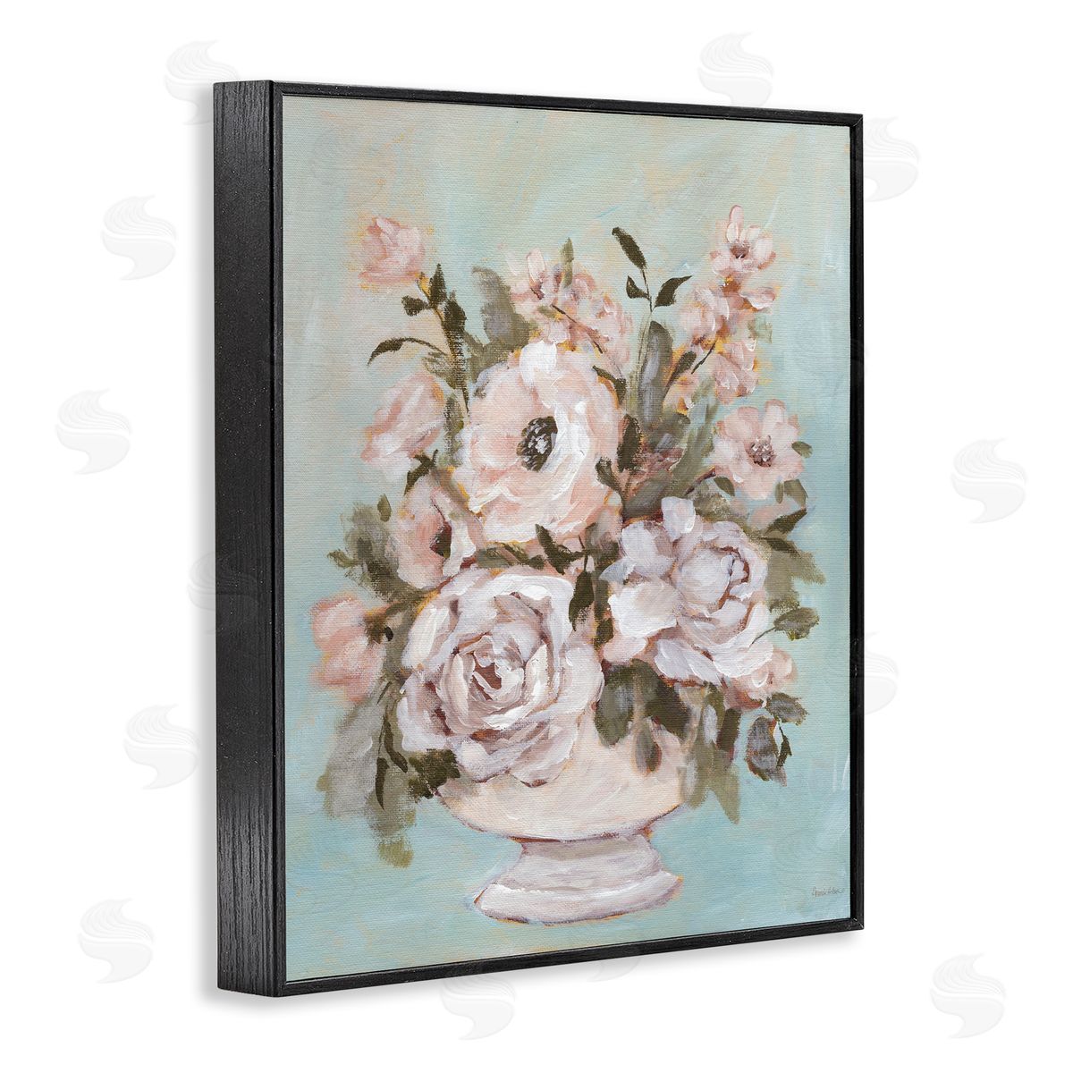 Sophisticated Flower Bouquet Black Frame Print Wall Art, Home Decor by Amanda Hilburn