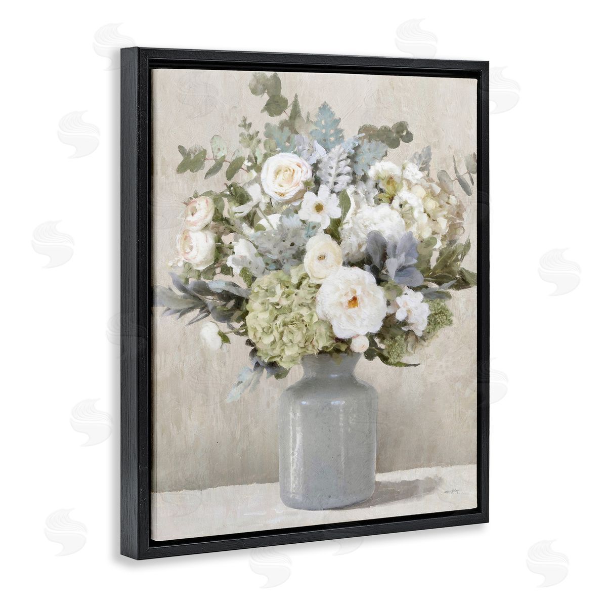 Fresh Garden Bouquet Black Floating Frame Canvas Wall Art, Home Decor by Amber Sterling