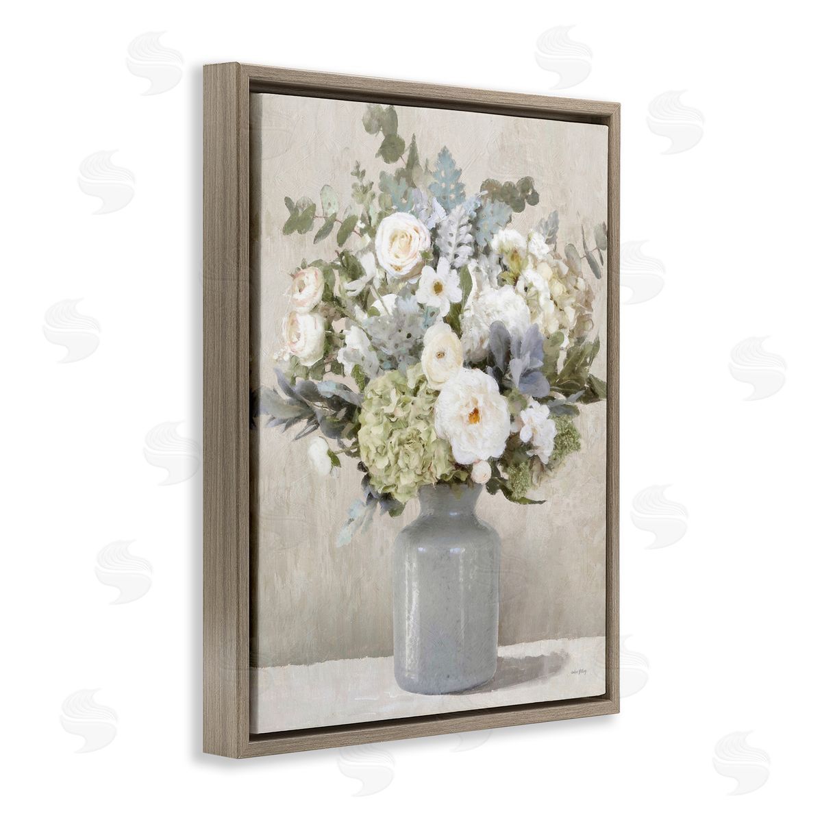 Fresh Garden Bouquet Brown Floating Frame Canvas Wall Art, Home Decor by Amber Sterling