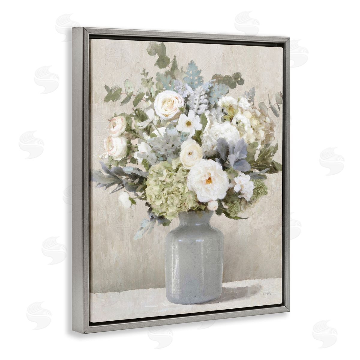 Fresh Garden Bouquet Grey Floating Frame Canvas Wall Art, Home Decor by Amber Sterling