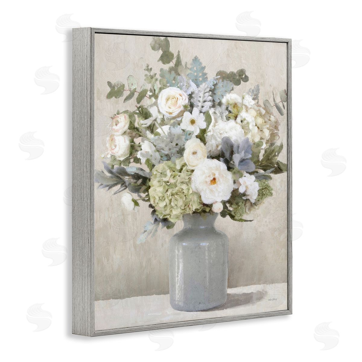 Fresh Garden Bouquet Grey Frame Print Wall Art, Home Decor by Amber Sterling