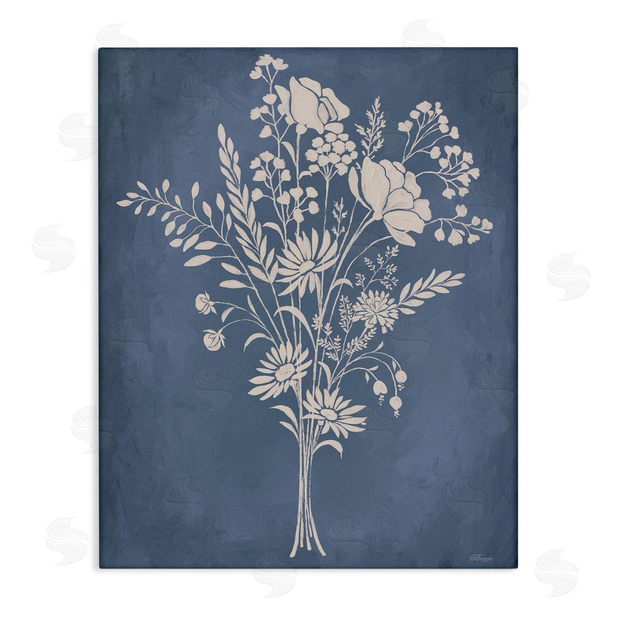 Garden Bundle over Blue Canvas Wall Art, Home Decor by Cat Thurman Designs