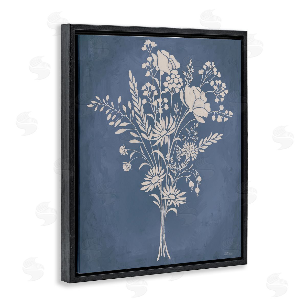 Garden Bundle over Blue Black Floating Frame Canvas Wall Art, Home Decor by Cat Thurman Designs