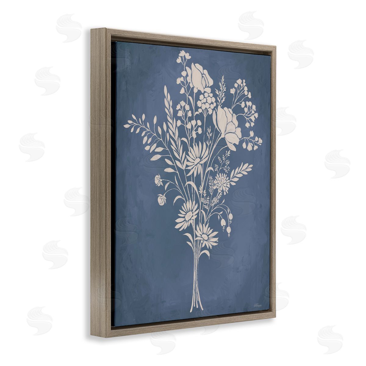 Garden Bundle over Blue Brown Floating Frame Canvas Wall Art, Home Decor by Cat Thurman Designs
