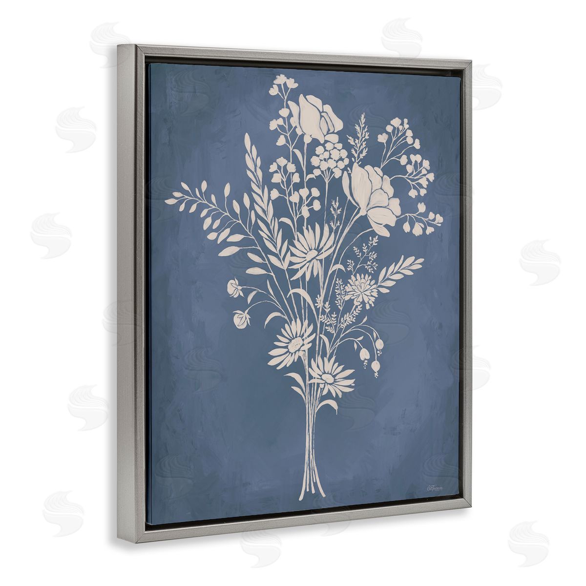 Garden Bundle over Blue Grey Floating Frame Canvas Wall Art, Home Decor by Cat Thurman Designs