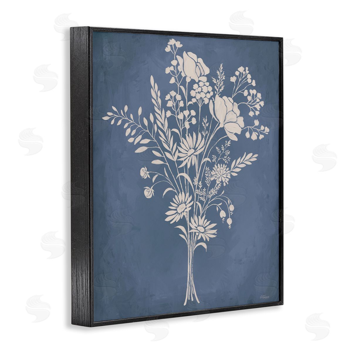 Garden Bundle over Blue Black Frame Print Wall Art, Home Decor by Cat Thurman Designs